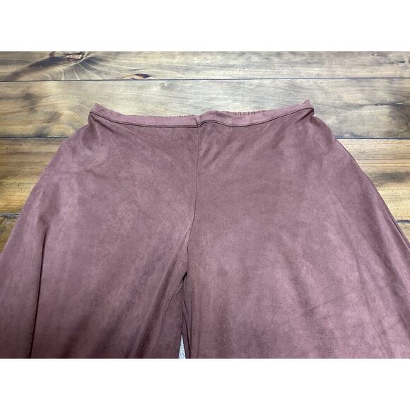 Bryn Walker L Ella Sequoia Brown Faux Suede Elastic Wide Leg Crop Pants Gauchos - Picture 3 of 9